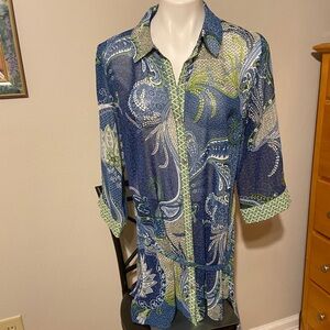 Susan Graver size medium sheer button front blouse